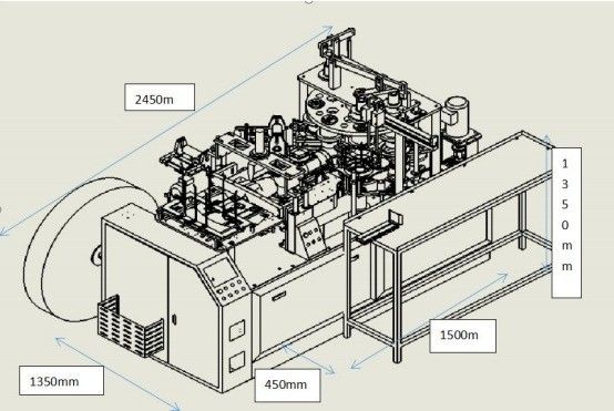 전압 380V/220V 종이 그릇 생산 기계 60-70pcs/Min 종이 접기 기계 일회용 종이 샐러드 그릇 제조